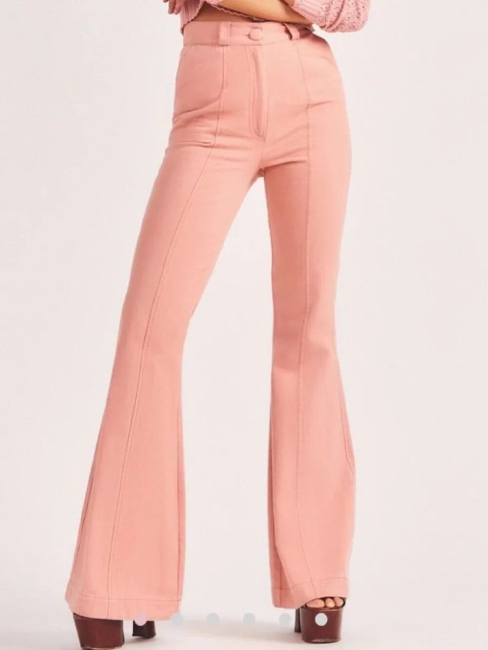 LoveShackFancy Meyerson Flared Pant in Tuscany Pink Size 8